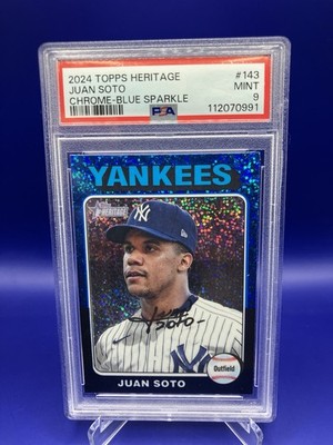2024 Topps Heritage Chrome Blue Sparkle Refractor Juan Soto #143 PSA Color Match