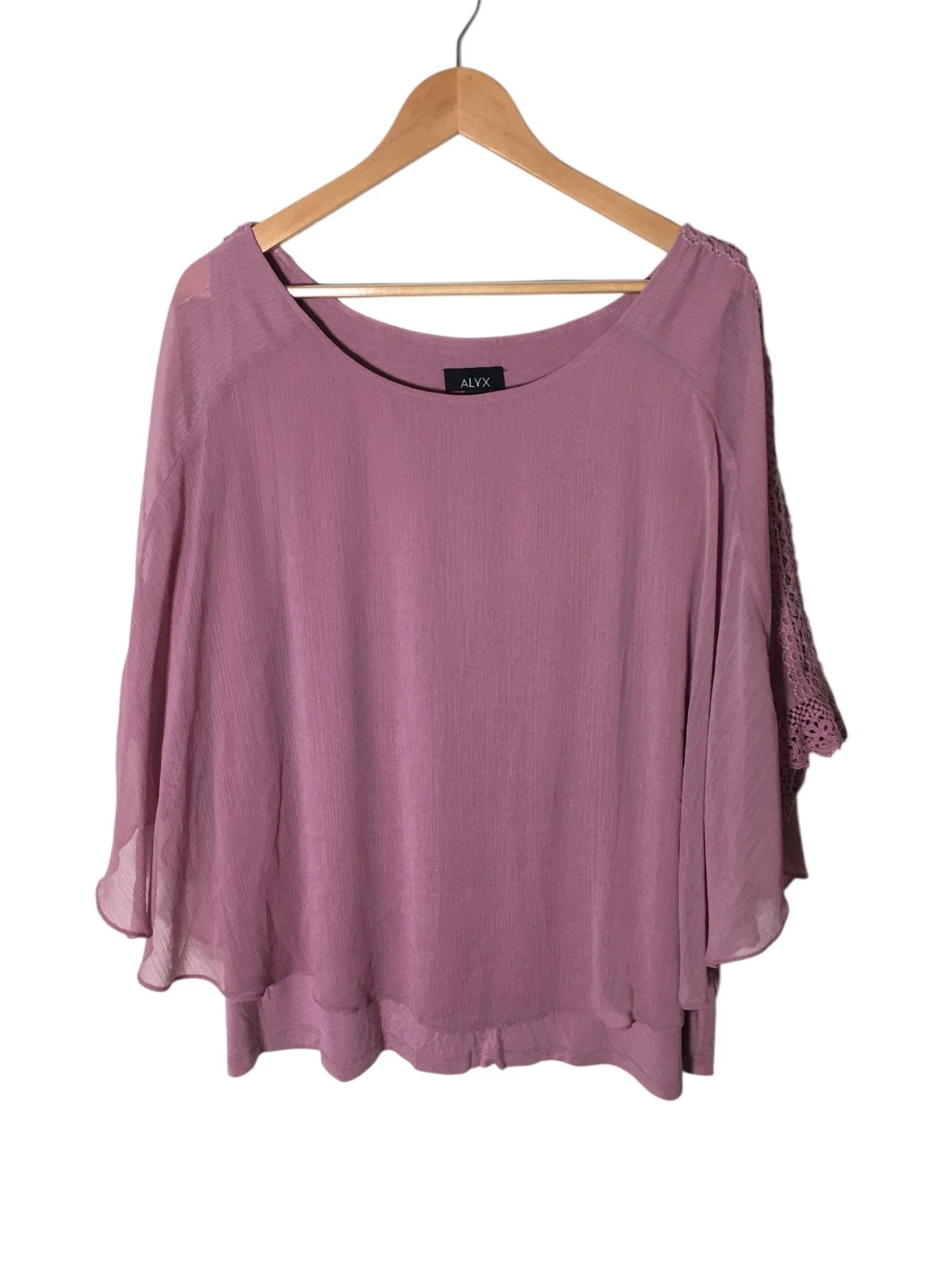 Top donna Alyx taglia 3X viola orlo in pizzo manica corta girocollo