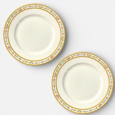 Vintage Limoges France Dinner Plates Raised Gold Pastel Flowers Ovington Bros.