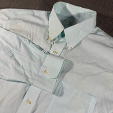 Brooks Brothers Button Down Dress Shirt Mens 17-35 Light Blue Slim Fit Non-Iron