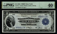 1918 $1 LARGE Size New York PMG XF 40 EPQ Federal Reserve Bank Note!