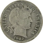1902 S Barber Silver Dime AG About Good 10c Coin Collectible SKU:CP702