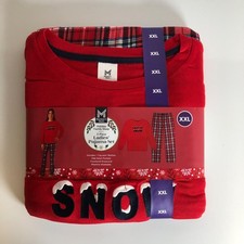 Members Mark Holiday 2-Piece Let it Snow Pajama Set Womens Sz XXL Red Plaid NEW