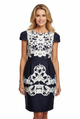 Christian Dior dress. Deep plum, blues, cream L