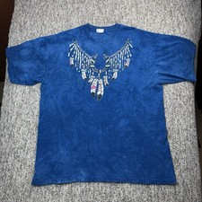 Vintage Rag Tops Shirt Mens XL Blue Feather Dreamcatcher Cherokee NC Tie Dye 90s