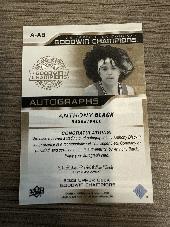 2023 Goodwin Champions Anthony Black /50 Auto Inscription - Image 2 of 2