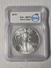 U.S. Mint 2015 American Silver Eagle $1 1 oz .999 Silver ICG MS70 64985101144