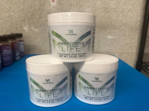 Mannatech 3 Cans Ambrotose LIFE® 100g Canister Pure Ambrotose Powder Immune NEW