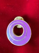 Double Circle Purple Gold Tone Cloisonne Enamel Tie Lapel Pin Brooch 1