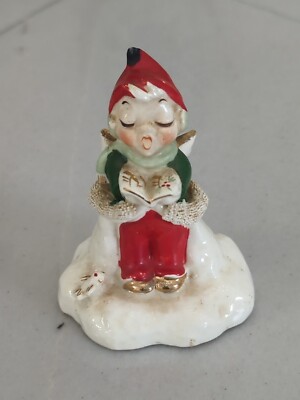 Vtg pixie  Xmas elf ANGEL Boy Girl Figurine Bell TINKLE Original by Robyn #38