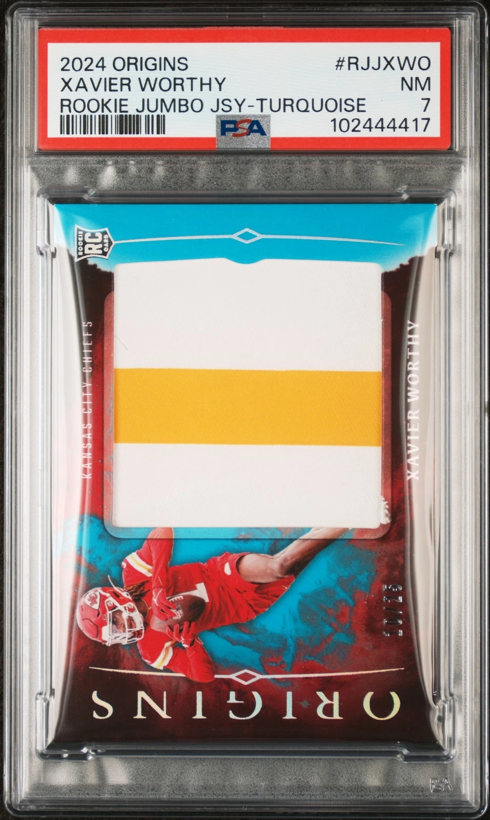 Xavier Worthy Panini Origins Rookie Jumbo Jersey #RJJXWO Turquoise