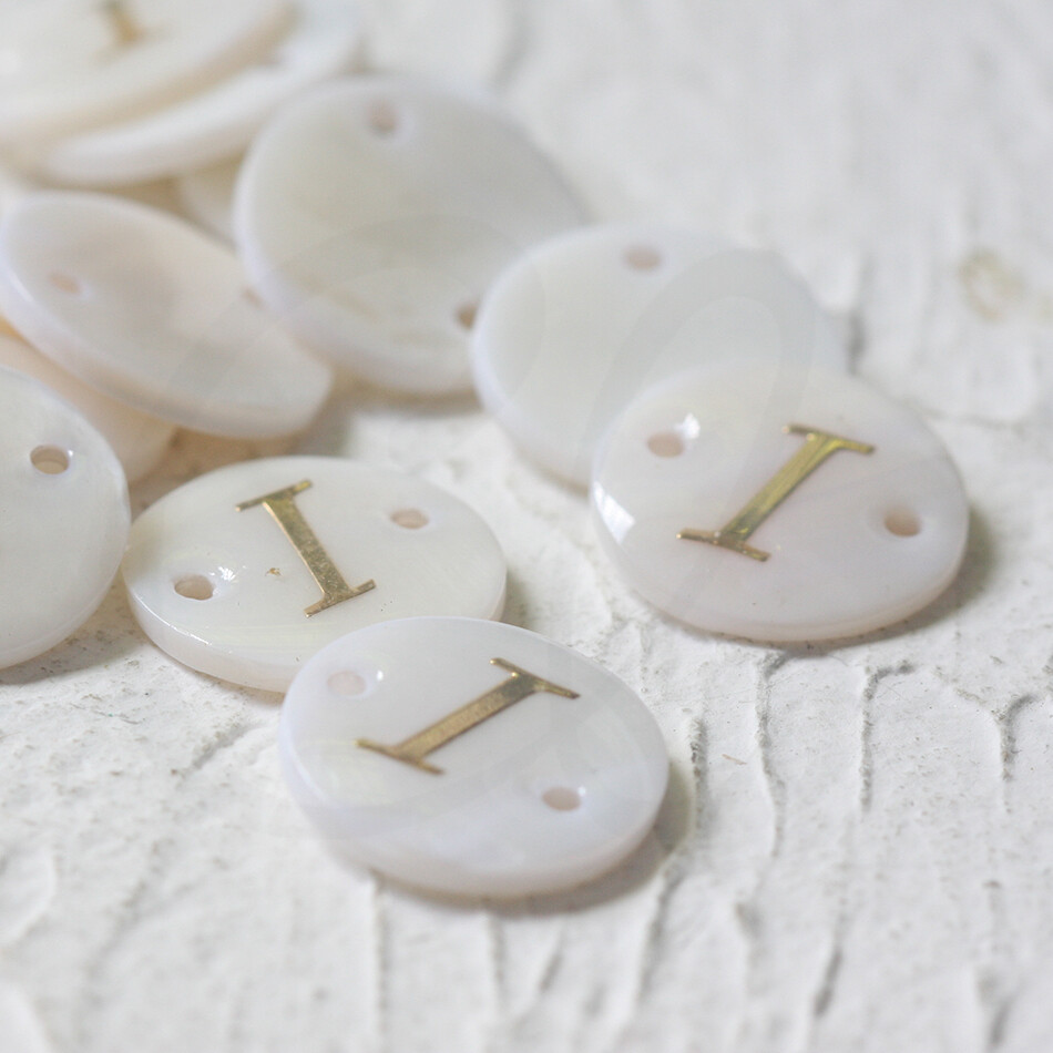 Natural Shell Gold Alphabet With 2 Holes-Alphabet-Letter-Round-Link ...