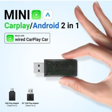 Wired To Wireless Car Adapter Wireless Carplay Android Auto 2in1 USB NEW