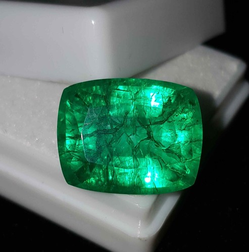 Esmeralda verde natural 9,77 quilates piedras preciosas sueltas certificadas corte cojín calidad AAA+ - Imagen 8 de 9