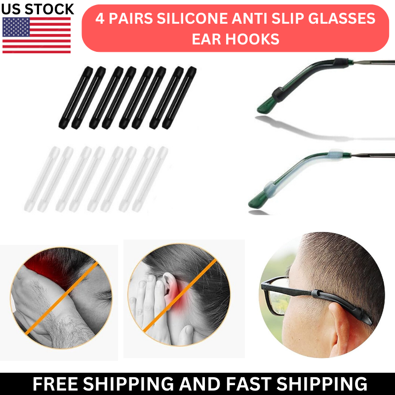 4 Pair Silicone Eyeglass Temple Holder Anti-Slip Glasses Ear Hook Tips for Grip