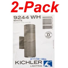 KICHLER 2-Pack Independence 12 in. 2-Light White Outdoor Wall Cylinder Sconce