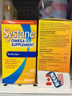 AiWaWa CA,Systane Omega-3 Supplement, Ocular Vitamin For Dry Eyes 60 Liquid Gels