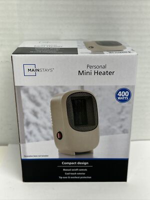 MAINSTAYS Personal Mini Electric Ceramic Heater 400W Indoor Compact Dorm  Office