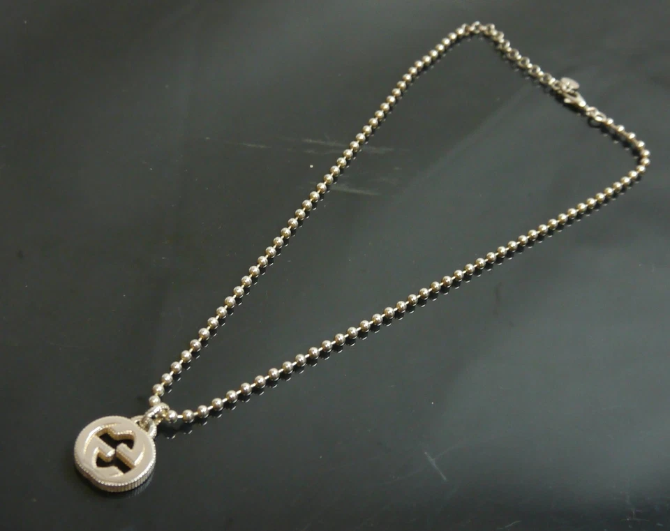 Autentica collana Gucci ad incastro GG in argento sterling #12312 - Immagine 2 di 4