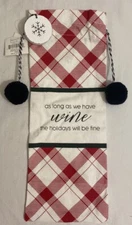 Adams & Co “As Long We Have Wine/Fine”- Linen Christmas Wine Bag RETIRED NEW