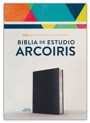 BIBLIA RVR 1960 DE ESTUDIO ARCO IRIS NEGRO SÍMIL PIEL
