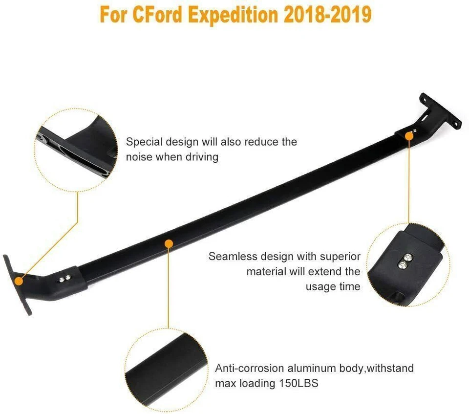 2Pcs Roof Rail Rack Cross Bars Crossbars Fits for 2015-2020 Chevrolet Suburban - Image 3 of 4