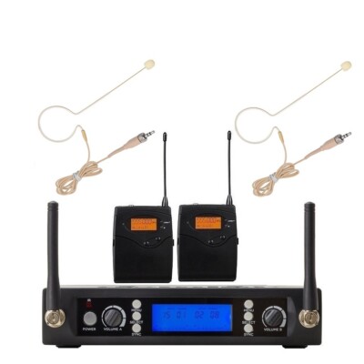 Dual Wireless Microphone System UHF Single Earhook Mic for Sennheiser Cordless