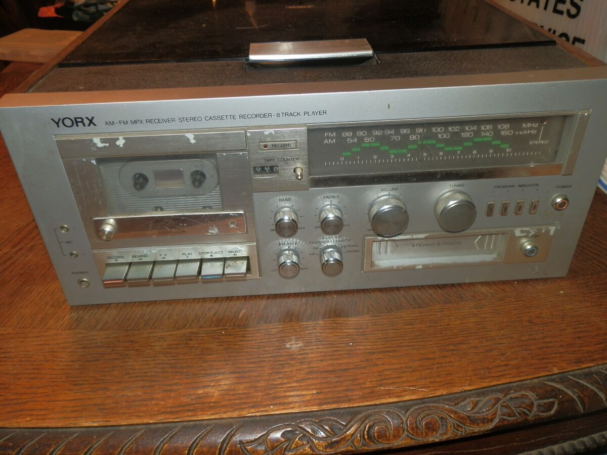 Vintage Yorx Phonograph, Am/FM, 8 Track, Cassette Stereo Vintage Yorx Phonograph, Am/FM, 8 Track, Cassette Stereo