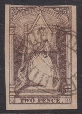 VICTORIA - 1854 2d VIOLET-BLACK  SG 20 FU Cv &pound;50 F0243