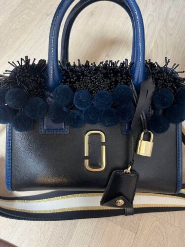 Marc Jacobs Little Big Shot Beads & Poms 2way Bag Black Navy Used - Picture 1 of 9
