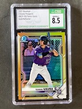 2021 Bowman Chrome Prospects #100 Terrin Vavra Gold Refractor #/50 CGC / CSG 8.5