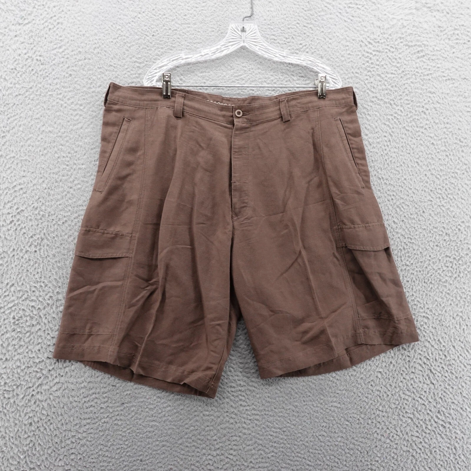 Cubavera Linen Blend Bermuda Shorts Size 40 Brown Mens 9" Inseam Beach Vacation