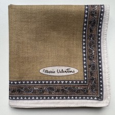 HANDKERCHIEF VINTAGE ART BROWN PAISLEY PLAIN MEN'S POCKET SQUARE 18" A-0369
