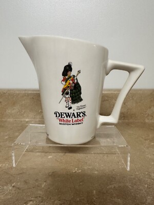 Dewar's White Label Scotch Whiskey Barware Advertising Ceramic Pitcher, 6'' Tall