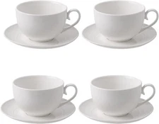 10 oz Cappuccino Cups with Saucers - Ceramic Espresso Coffee Cups Set of 4