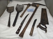 Vintage Mixed Hand Tool Lot - Saw Axes Knives Shovels As Is Restoration