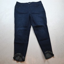 Chicos 1.5 / 10 Pull On Jegging Ankle Skinny Dark Stretch Raw Hem Womens Jeans