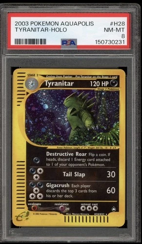 Pokemon Tyranitar Aquapolis Holo Rare H28 PSA 8