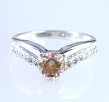 1.18 Carat Pink Diamond Solitaire Round Cut Certified Women Ring See Video