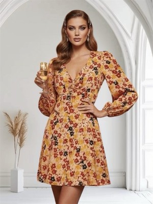 Diane Von Furstenberg Floral Puff Sleeve Mini Dress Size 4 Rare Summer Chic