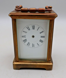 C Antique Brass Mechanical Carriage Clock Read Description