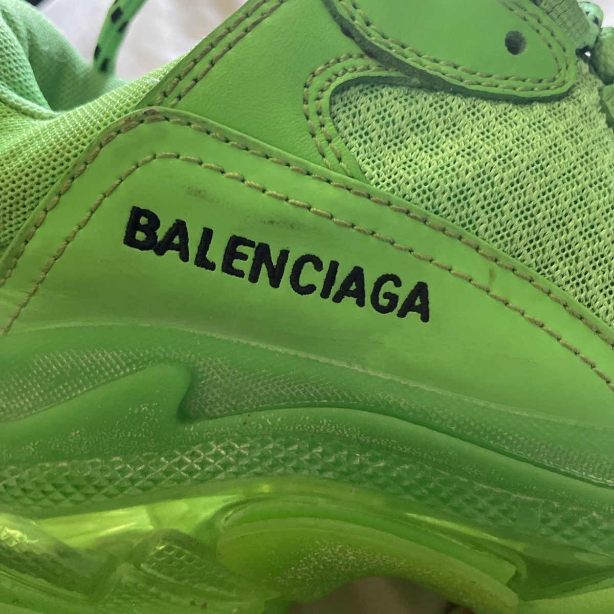 Balenciaga Green Athletic Shoes with Chunky Design Balenciaga Triple S Neon Green Chunky Sneakers | eBay main image 2