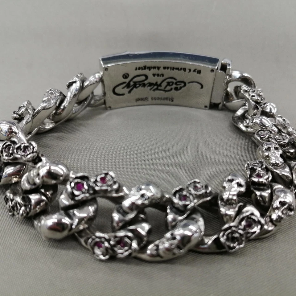 Браслет из нержавеющей стали с розовым черепом Y1106 ED HARDY - Изображение 3 из 4