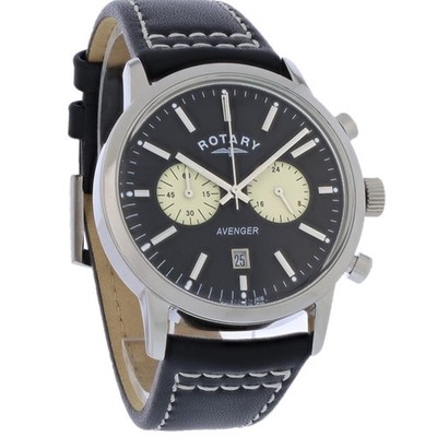 Rotary Avenger Men's Black Dial Stainless Steel Quartz Watch GS02730/04