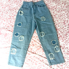 asos jeans size 10 blue denim patchwork design/high waist/