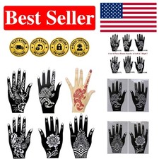 Compact 6 Count Henna Stencils - Elegant Floral Designs for Celebrations