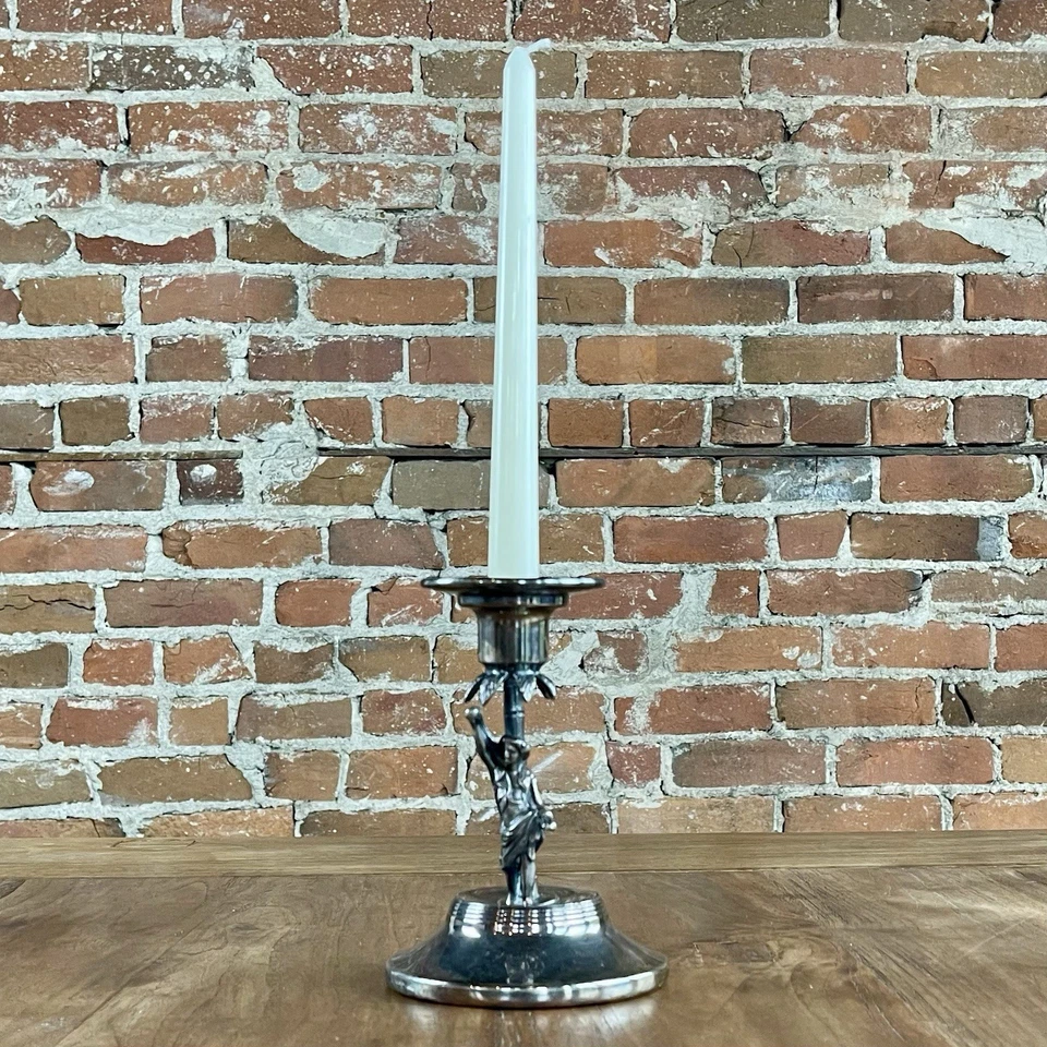 "Soporte para candelabro figurativo plateado enchapado cuádruple 6,5"" WM Rogers Mfg Co raro" Foto 2 de 4