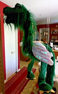 Vintage Sunny & C0. Toys Large Marionette Dragon Wings Green 36" string puppet