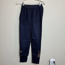 DG2 by Diane Gilman Women's Jeans NWT Embellishments Elastic Waist Size XS Blue