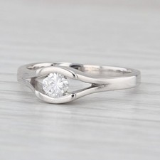 0.28ct Diamond Solitaire Engagement Ring 14k White Gold Size 6